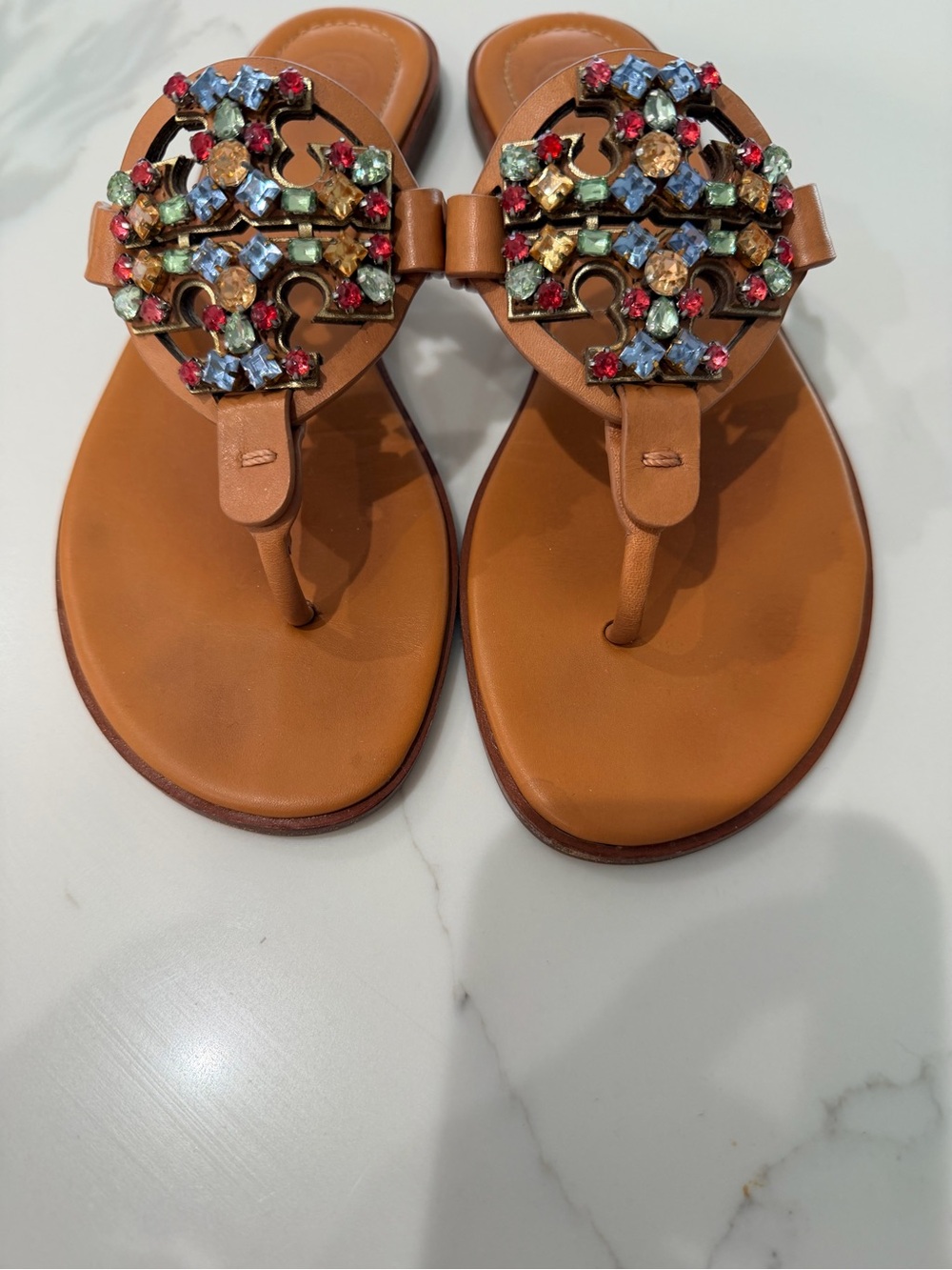 Rare Tory Burch Tan Jeweled miller sandal - Picture 3 of 8